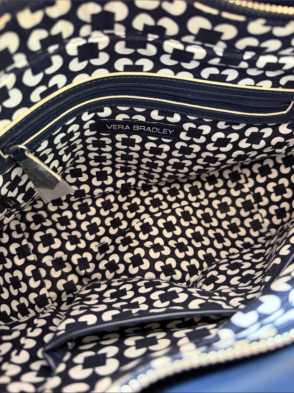 Vera Bradley Navy Structured Vegan Leather Satchel w/ crossbody strap